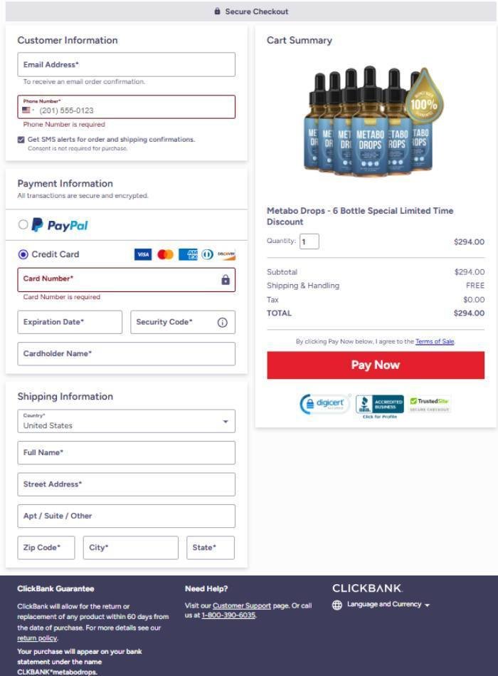 Metabo Drops SSL protected secure checkout